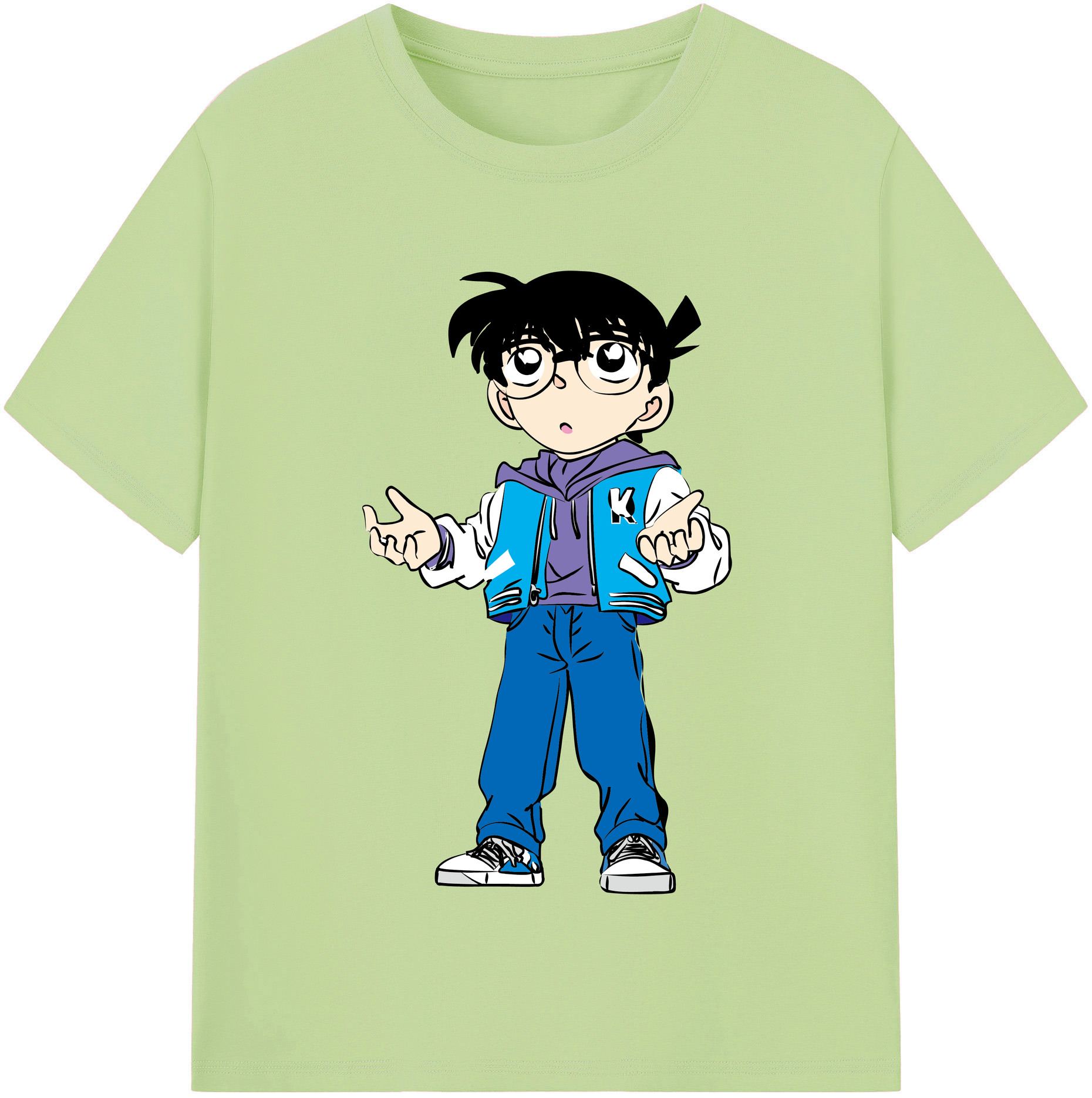 （画像用） 名探偵コナン 江戸川 コナン Detective Conan Conan Edogawa 綿100％半袖Tシャツ（フロントプリント）